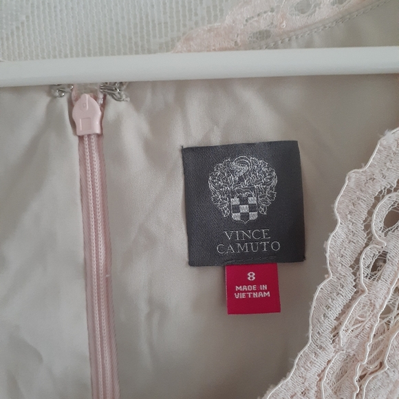 Vince camuto summer dress 8 blushing pink lace algodon cotton zip up lined - Picture 4 of 7